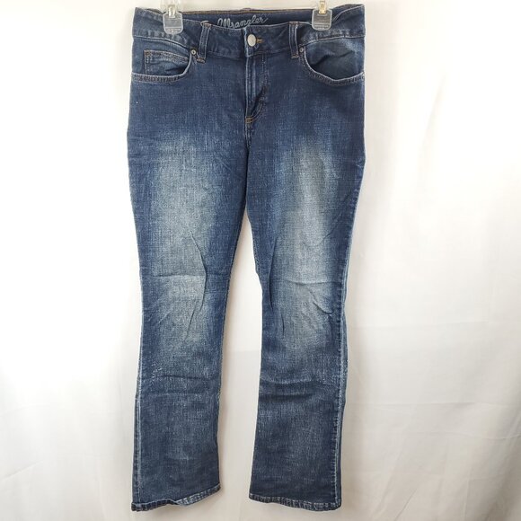 Wrangler Bootcut Womens Dark Blue Wash Denim Jeans Sz 9 x 34 - Picture 1 of 14